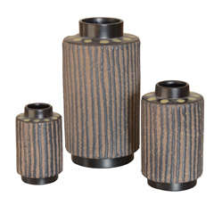 Beautiful Set of Three Ekeby Sweden Ceramic Vases