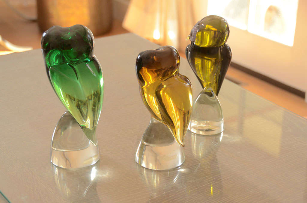 Three Murano Glass Owls by Salviati For Sale 1