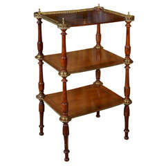 Mahogany Three Tier Table with Brass Gallery