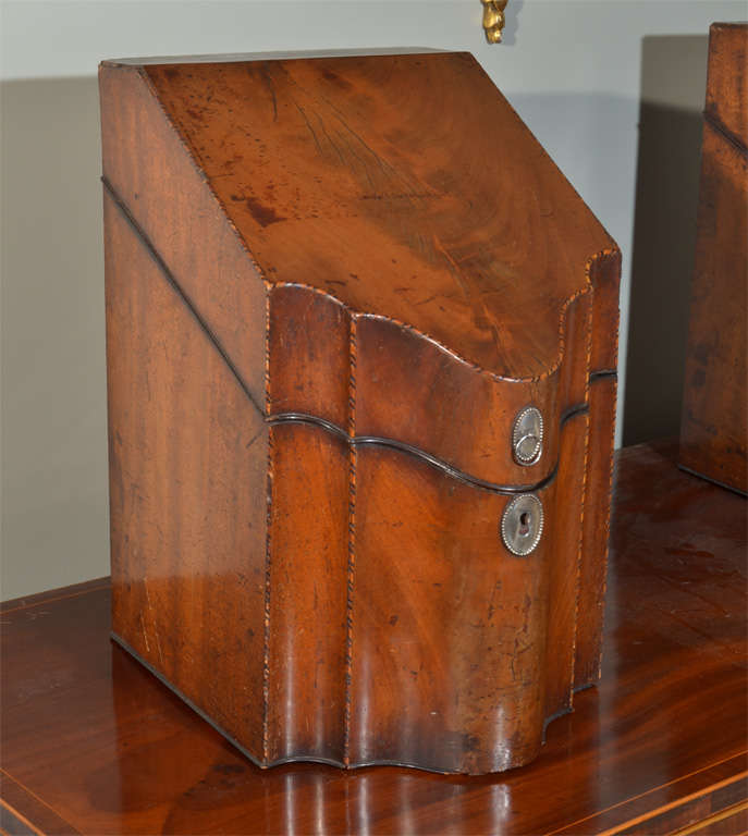 English Pair of Mahogany Knife Boxes Fitted Interiors