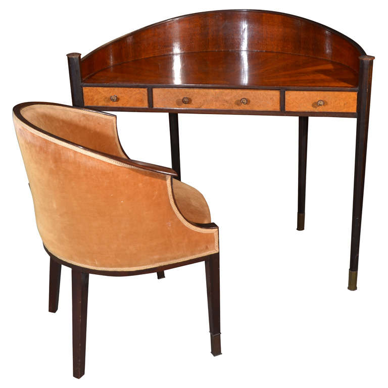 American Art Deco Desk and Chair