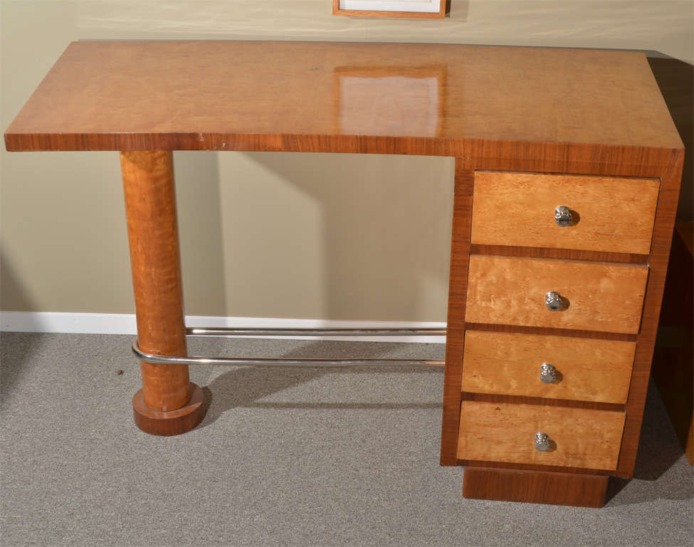 Art Deco Desk Maple and Chrome