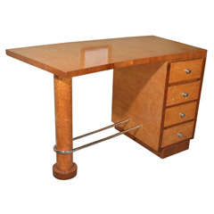 Art Deco Desk Maple and Chrome