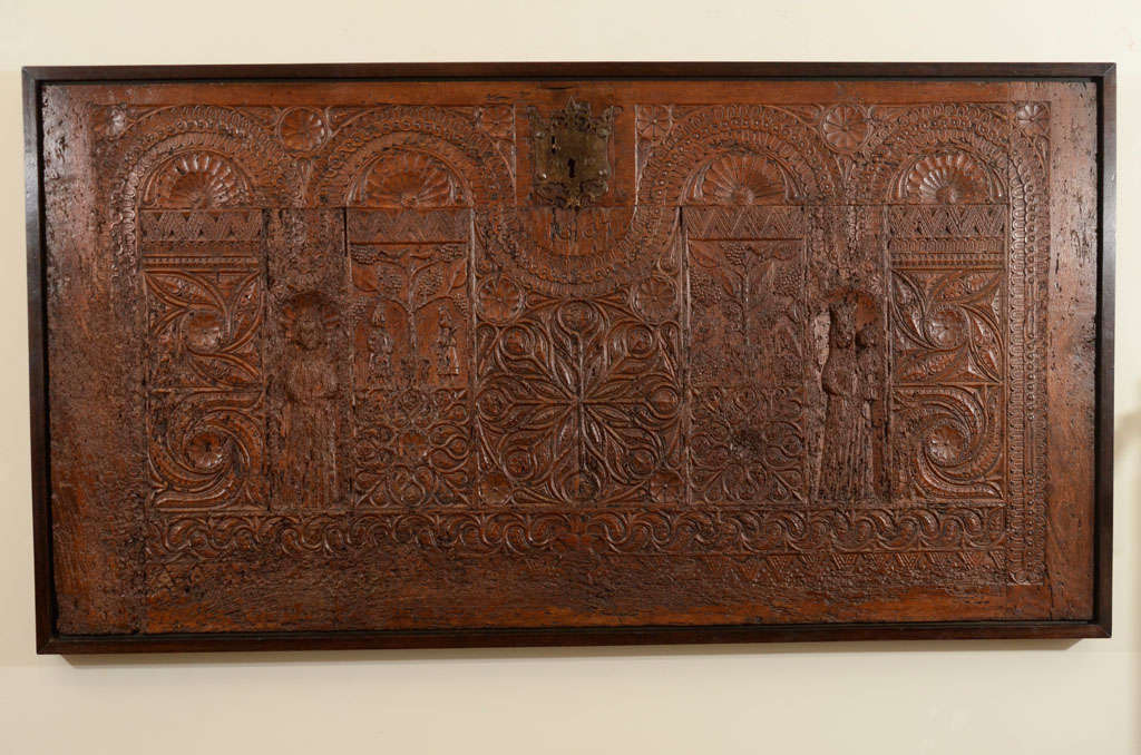 Large Relief-Carved Coffer Front