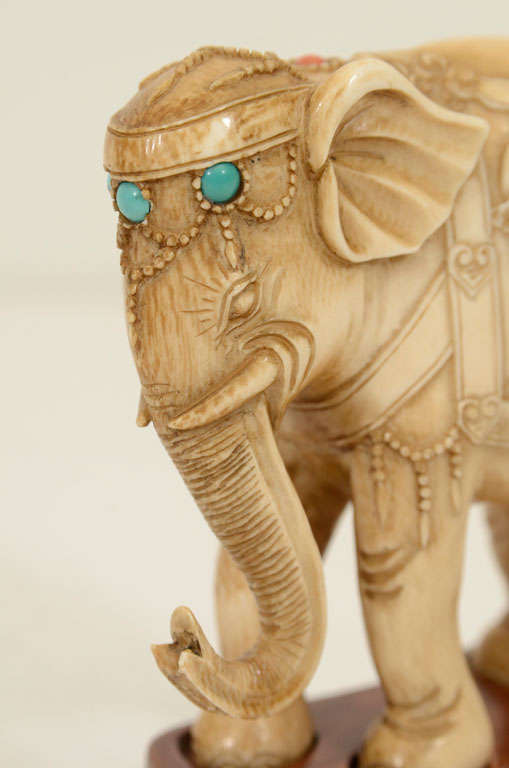 Pair of Chinese Ivory Elephants For Sale 1