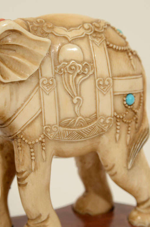Pair of Chinese Ivory Elephants For Sale 2