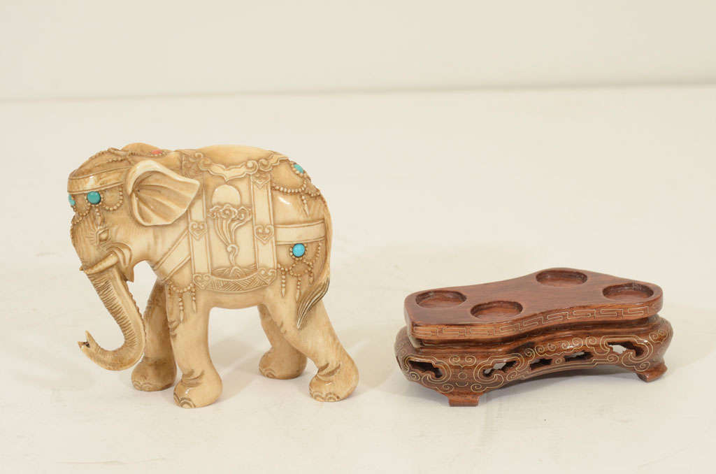 Pair of Chinese Ivory Elephants For Sale 3