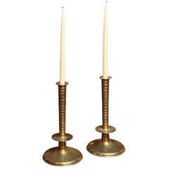 Pair of Old Brass Candlesticks