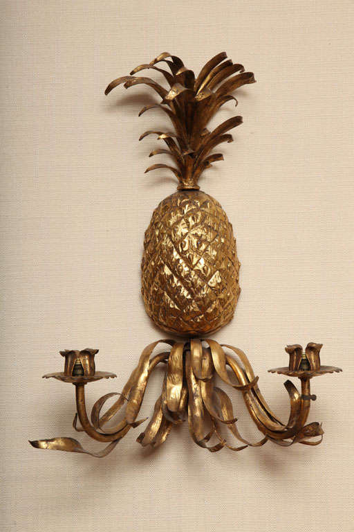 19th Century Gilt Pineapple Sconces