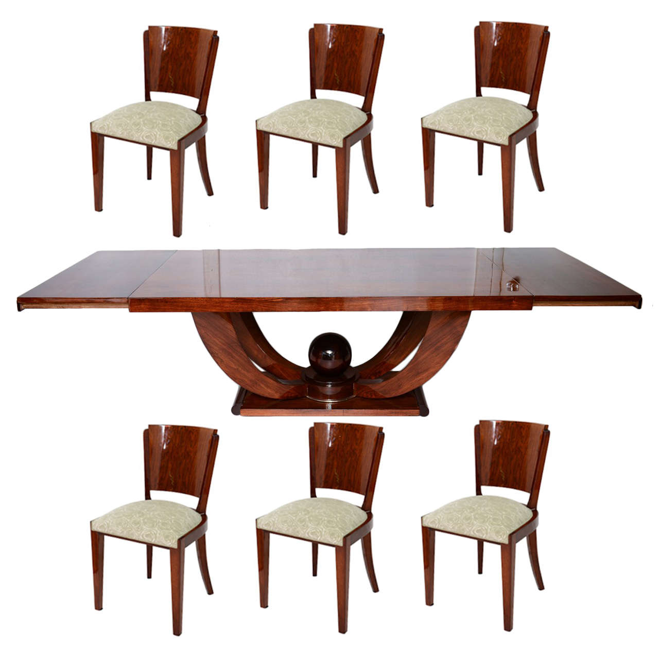 French Art Deco Dining Set with 6 Chairs at 1stDibs