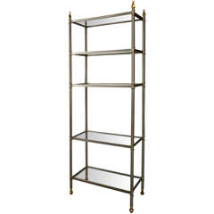 Mid Century Modern Brushed Steel Etagere