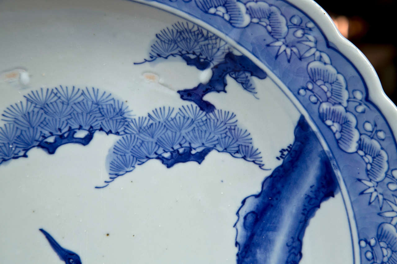 Japanese Late 19th Century Arita Porcelain Blue & White Charger