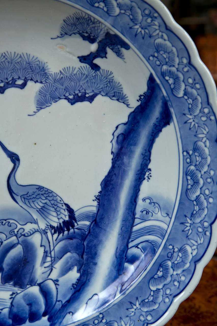 Late 19th Century Arita Porcelain Blue & White Charger In Excellent Condition In Stamford, CT