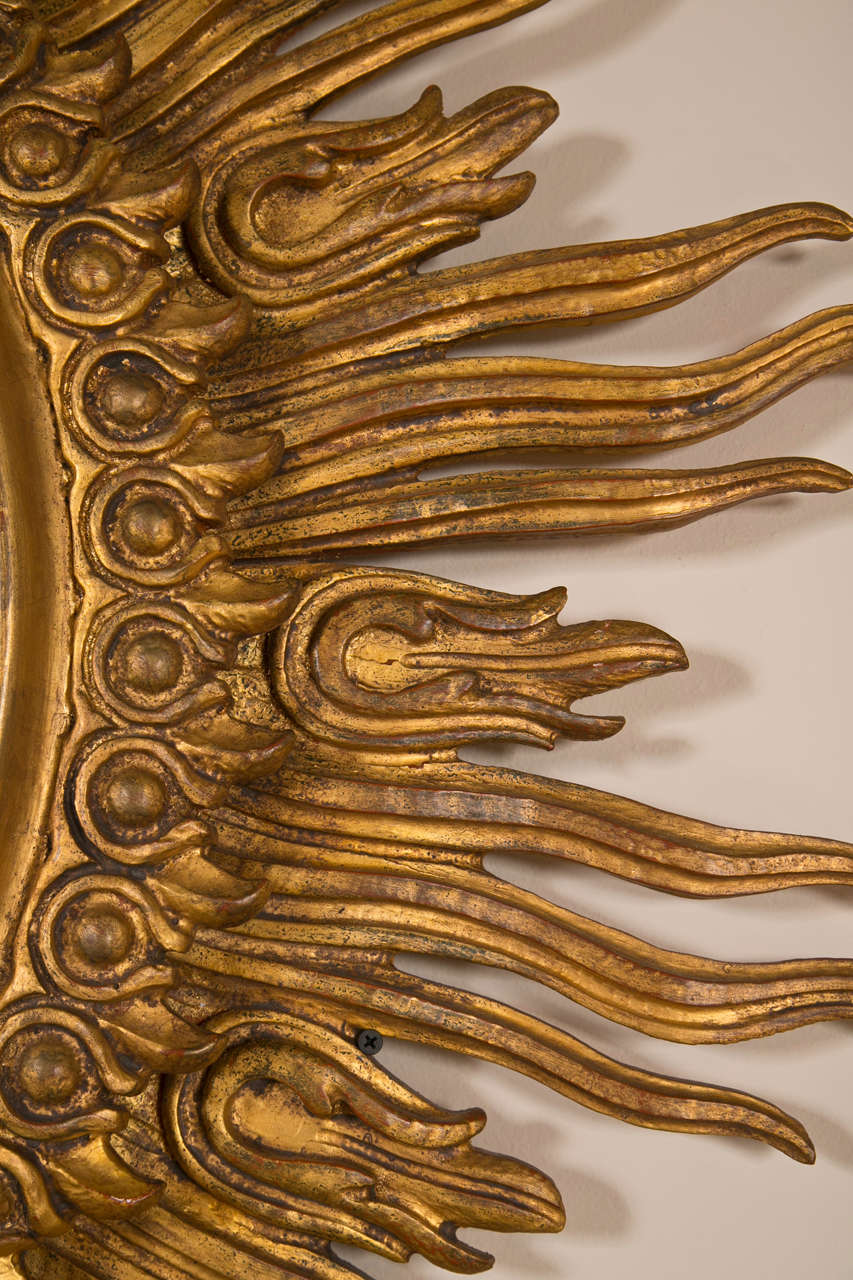 20th Century Carved Gilt Wood Sunburst Mirror