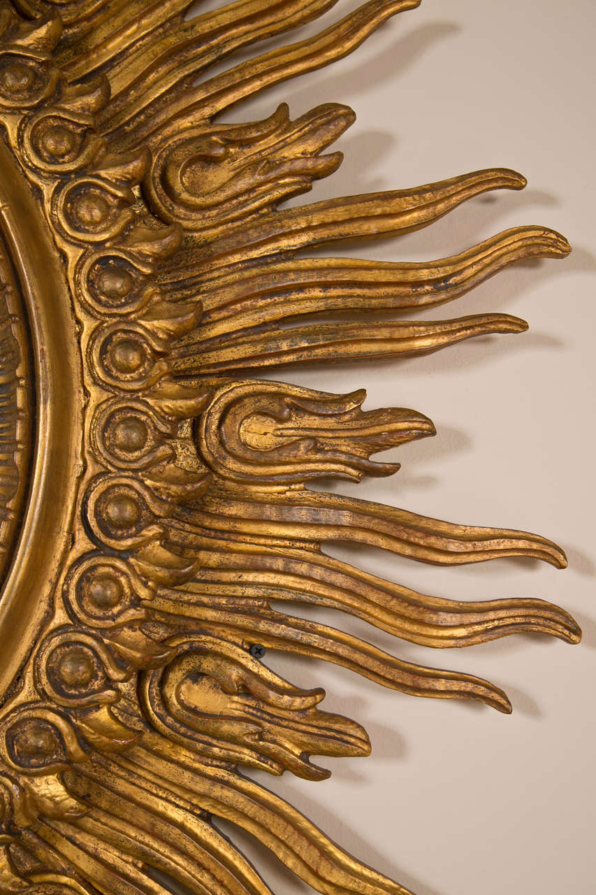 Carved Gilt Wood Sunburst Mirror 1