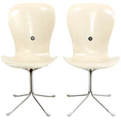 Pair of  white Ion Chairs by Gideon Kramer