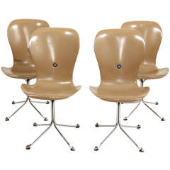 Set of 4 beige Ion Chairs by Gideon Kramer