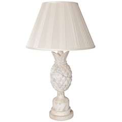 Carved Marble Pineapple Form Lamp with Custom Shade