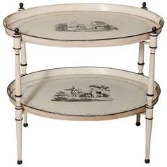 Italian Hand Painted 2-Tier Tole Tray Table