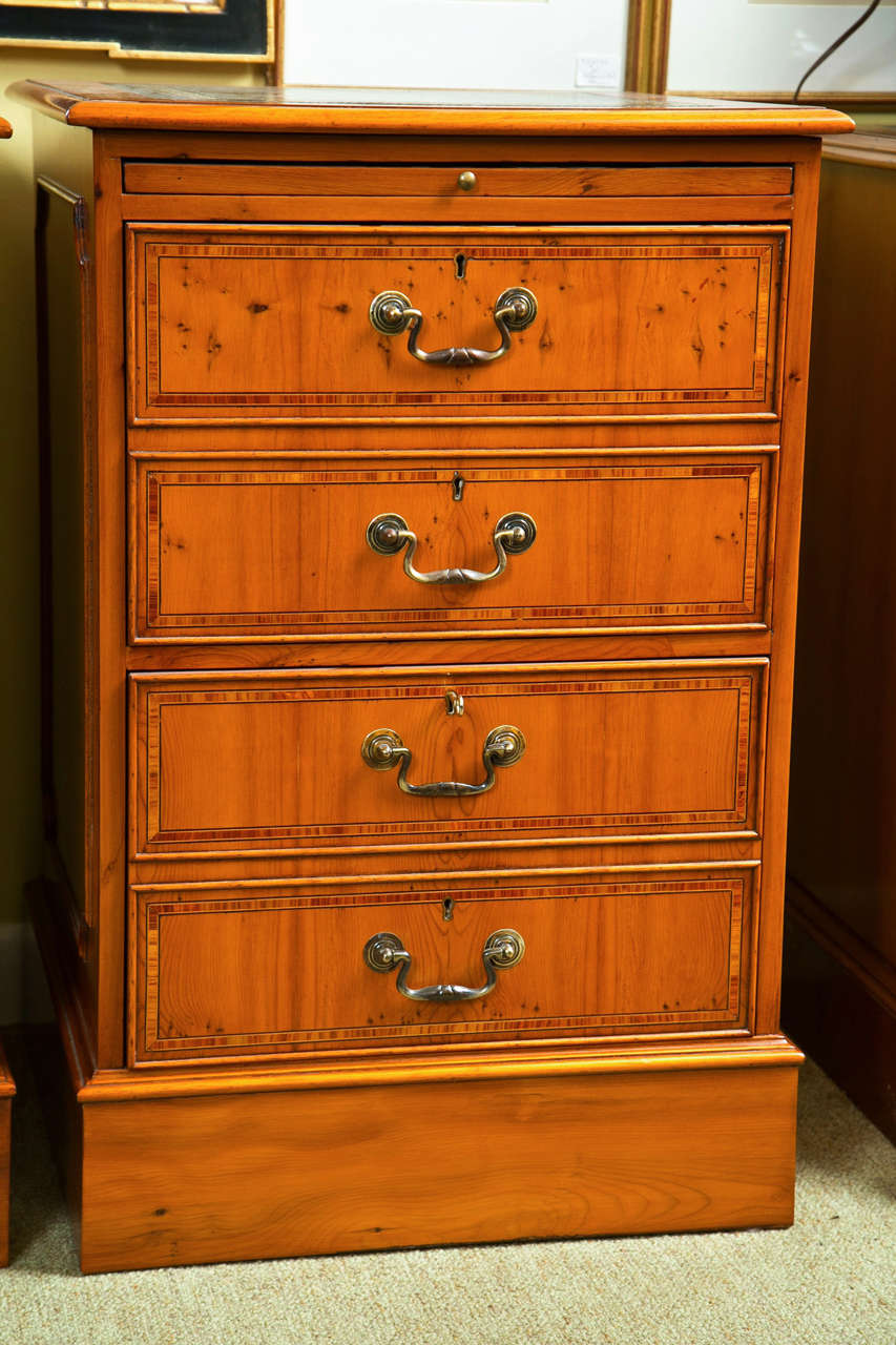 Two Drawer English Yew Wood File Cabinet For Sale 5