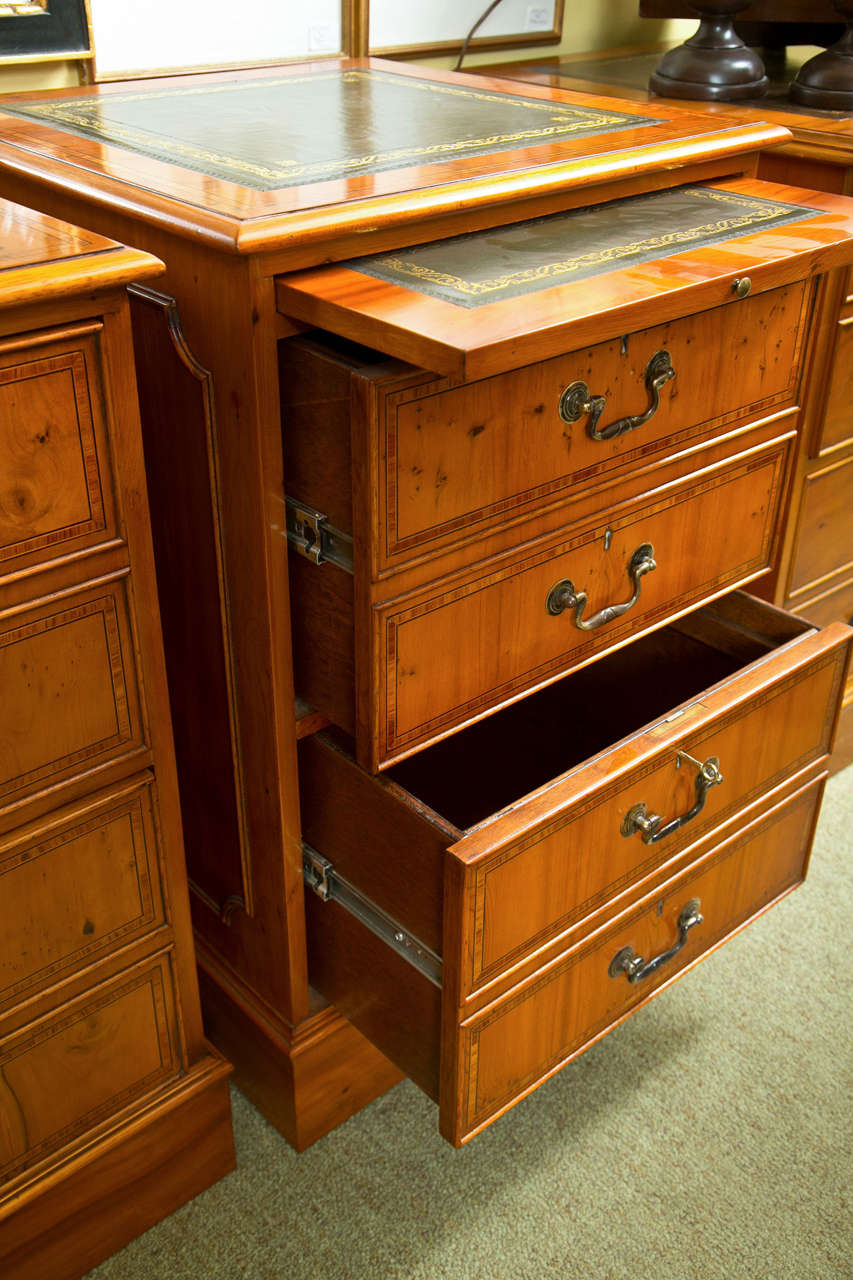 Two Drawer English Yew Wood File Cabinet For Sale 1