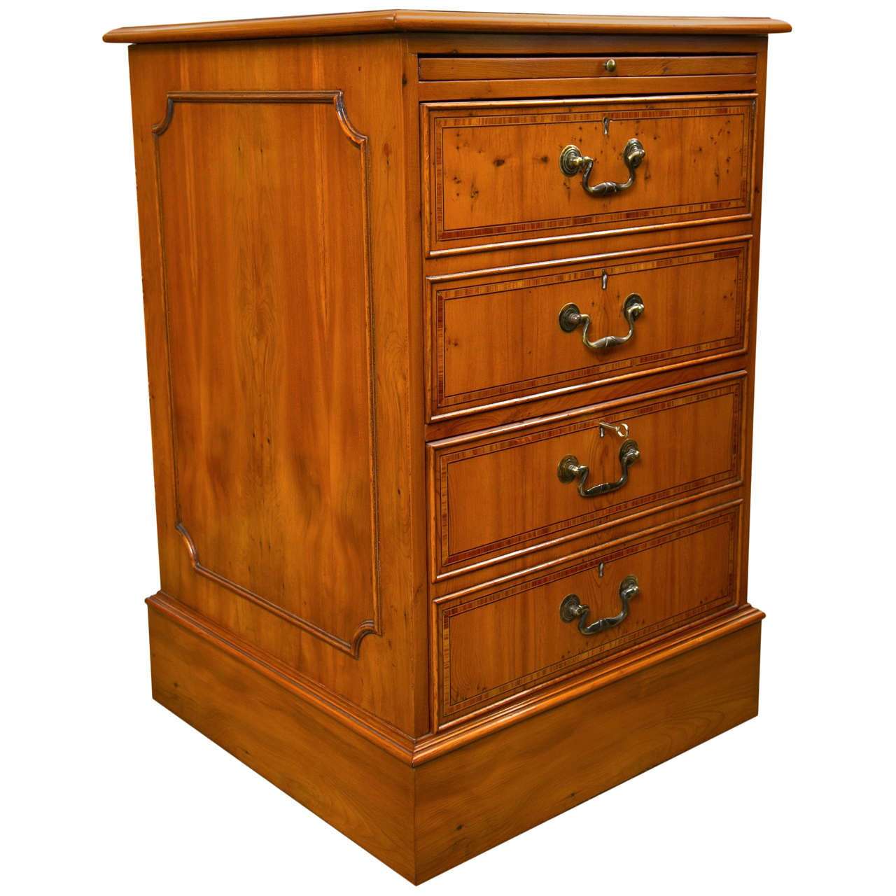 Two Drawer English Yew Wood File Cabinet For Sale
