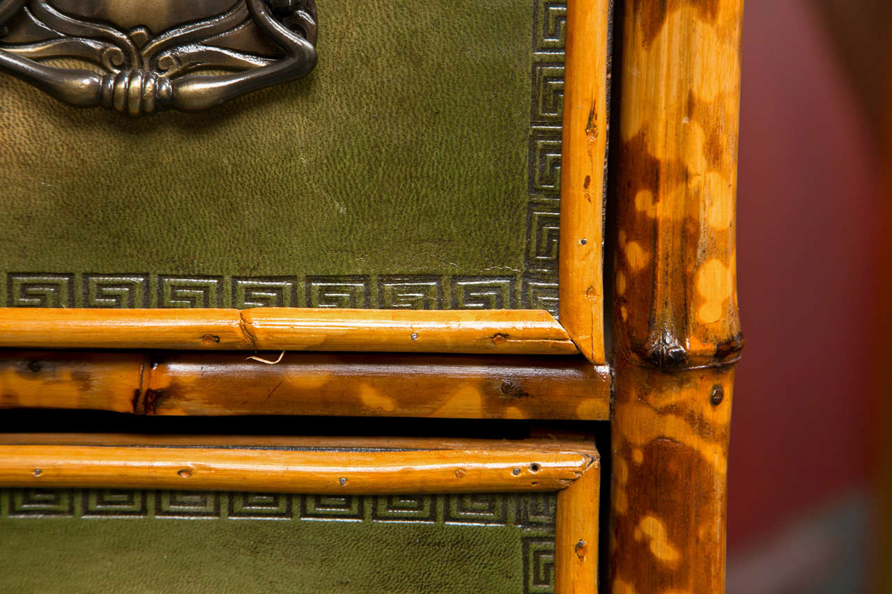 Antique English Bamboo and Leather Chest Circa 1890 For Sale 3