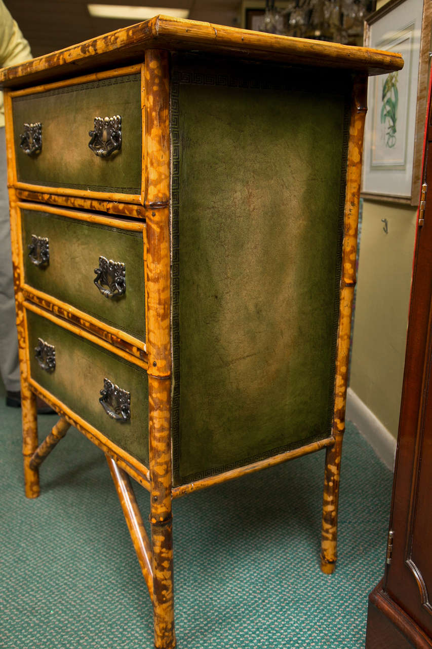Antique English Bamboo and Leather Chest Circa 1890 For Sale 5