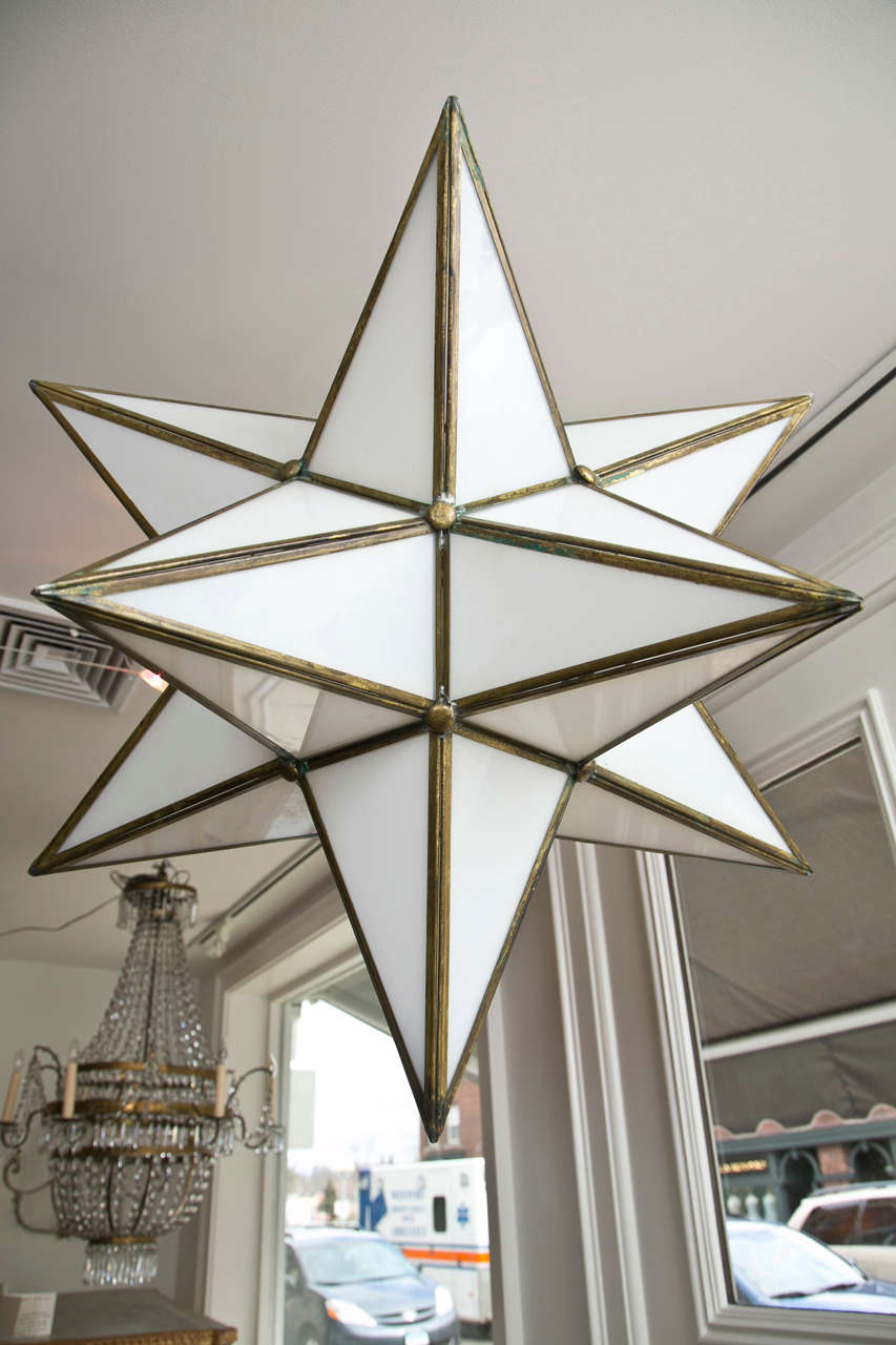 Large Italian Antiqued Brass Star Lantern/ Pair Available 3