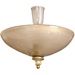 Pair of vintage gold blown Murano ceiling fixtures