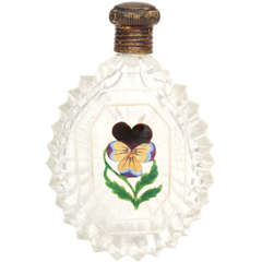 Antique Baccarat Glass Perfume Bottle With Pansy