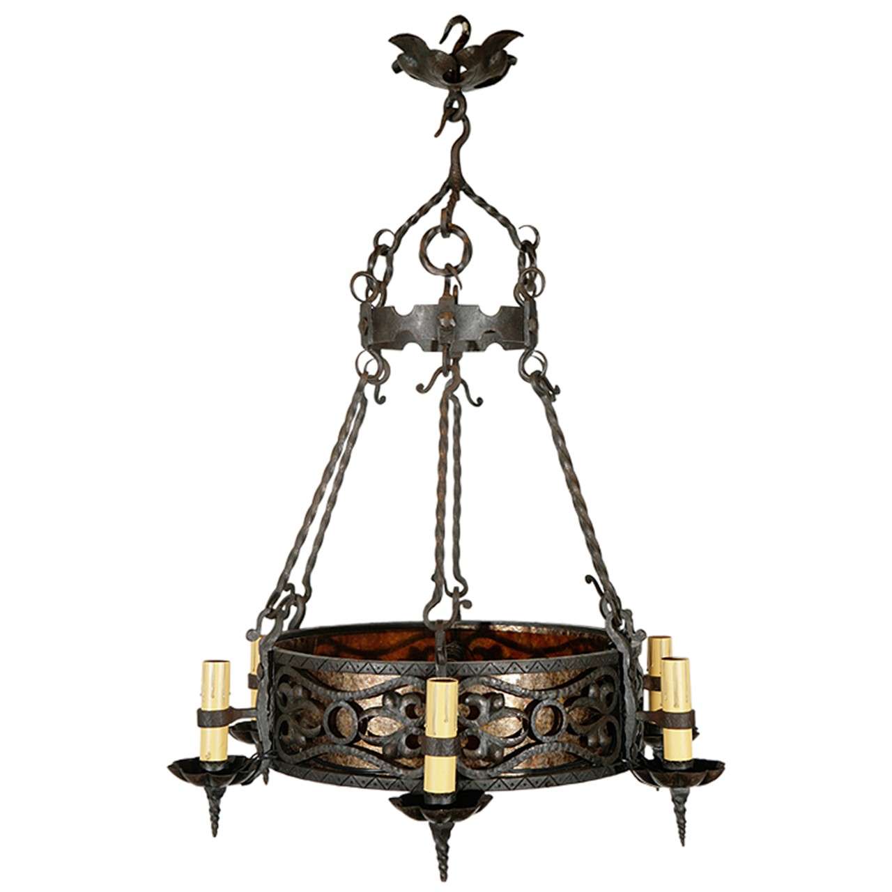1920s French Iron Chandelier