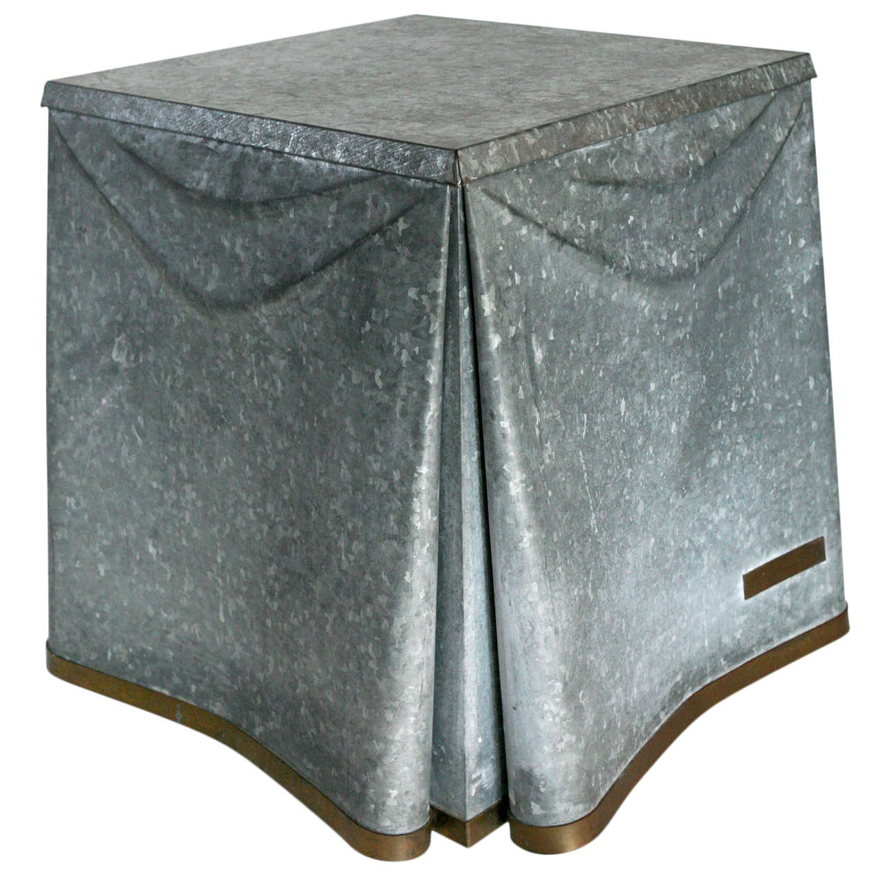 Italian Tole and Wood Table with Smoky Glass Top For Sale at 1stDibs