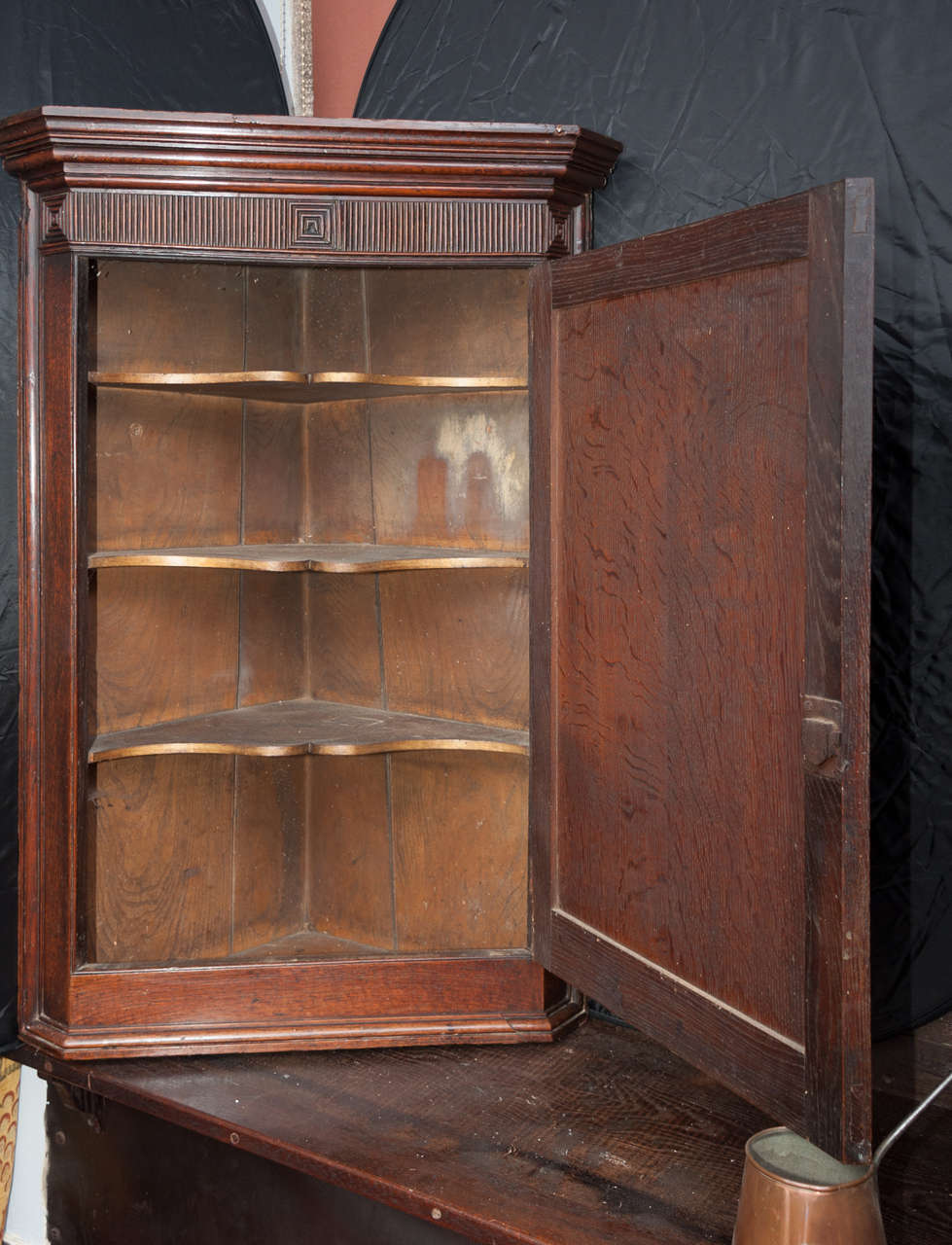 Small Wall Hanging Oak Corner Cupboard