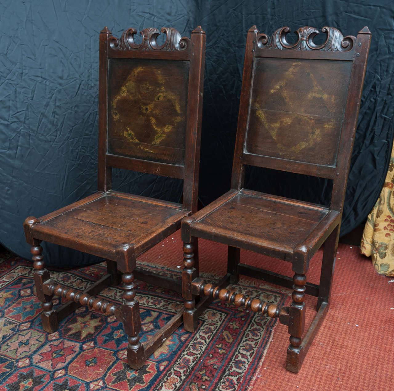 Pair of Chairs, Oak Panel Back