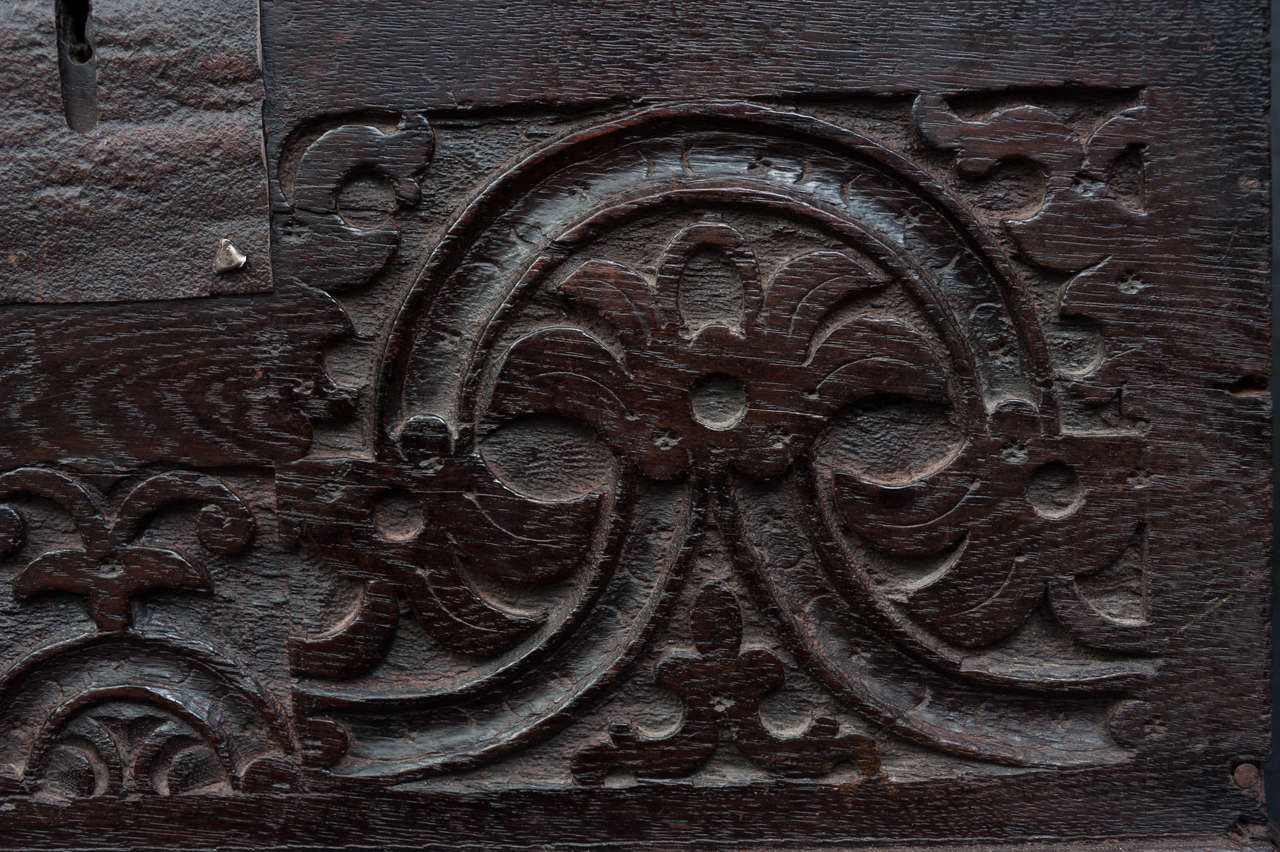 British Carved 17th Century Bible Box For Sale