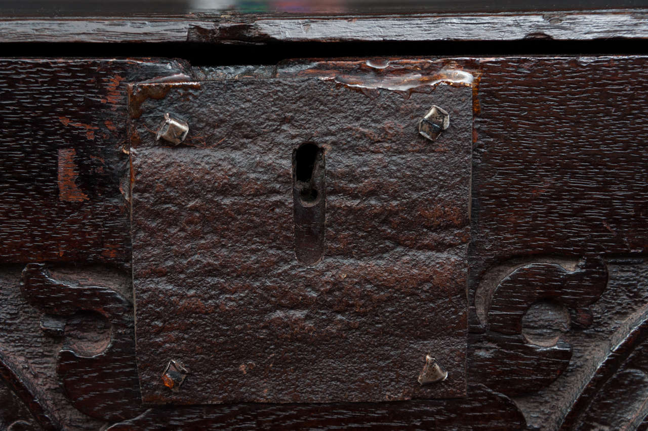 18th Century and Earlier Carved 17th Century Bible Box For Sale