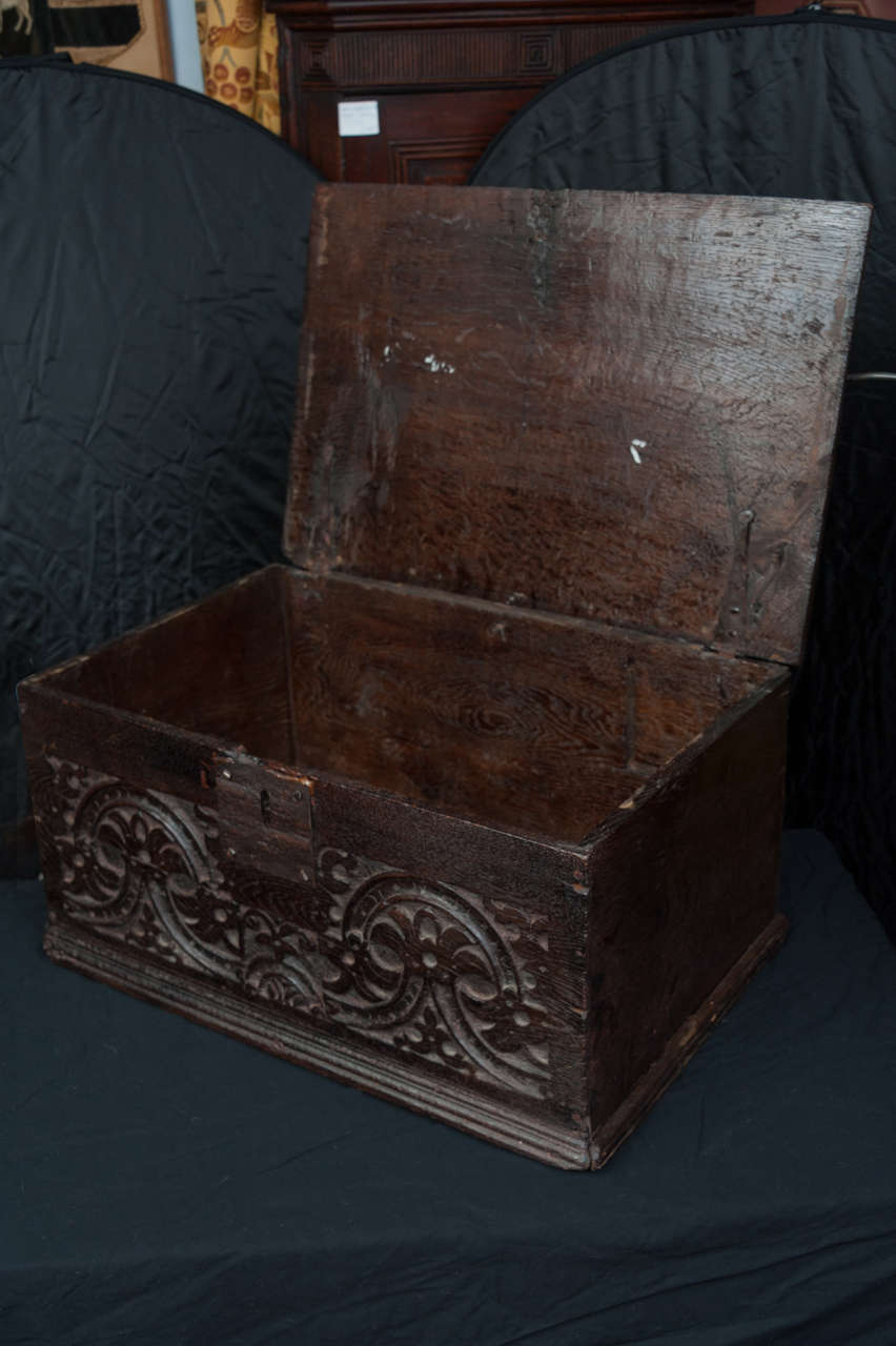 Carved 17th Century Bible Box For Sale 1