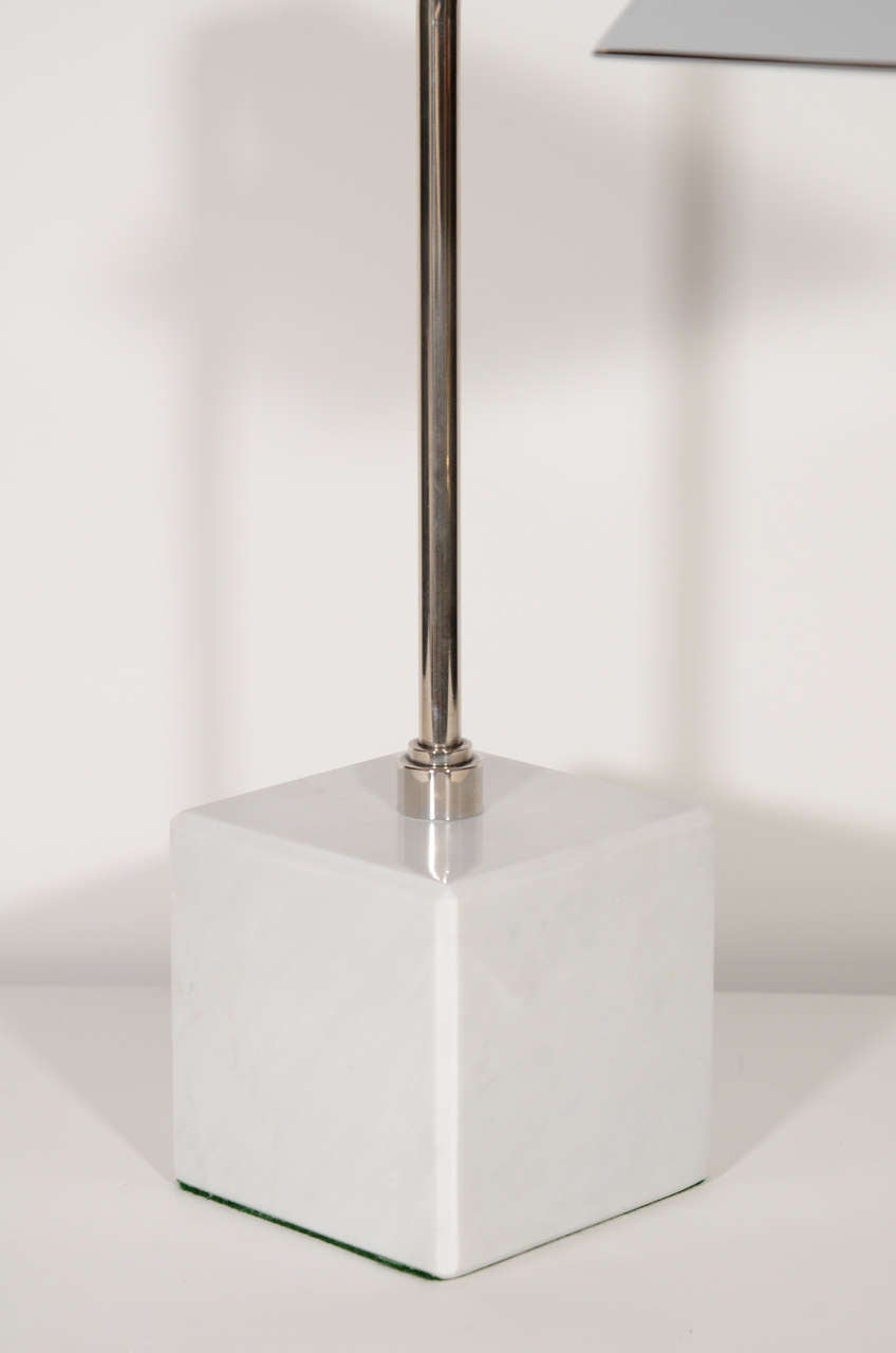 Pair of Modernist Chrome Desk Lamps with Marble Bases Designed by Koch and Lowy 2