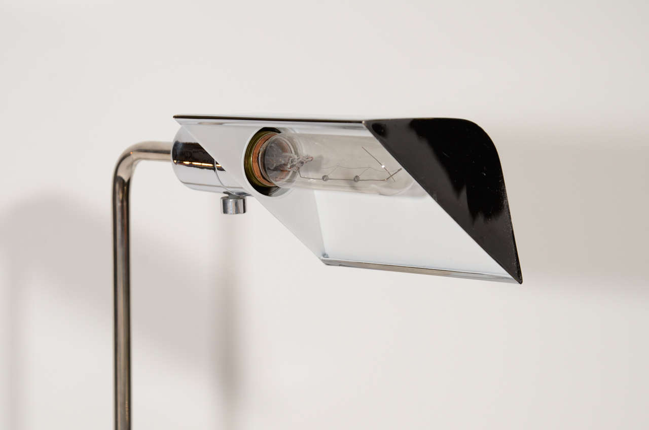 Pair of Modernist Chrome Desk Lamps with Marble Bases Designed by Koch and Lowy 3