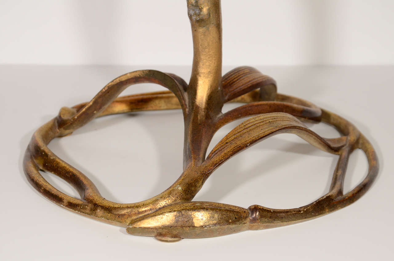 American Art Nouveau Style Sculpted Lily Side Table Designed by Arthur Court