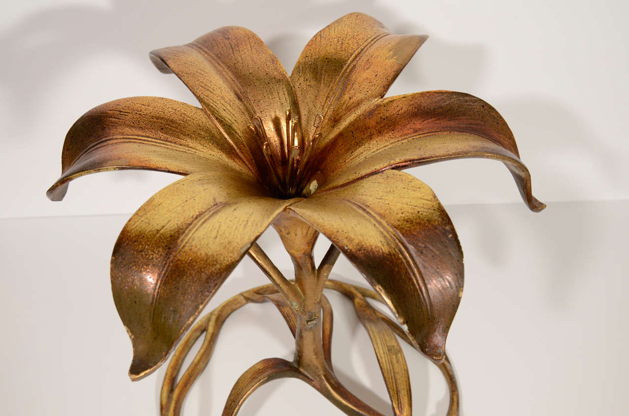 Art Nouveau Style Sculpted Lily Side Table Designed by Arthur Court 2