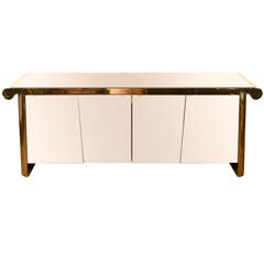 Outstanding Satin Brass & Bronze Mirrored Credenza by Ello