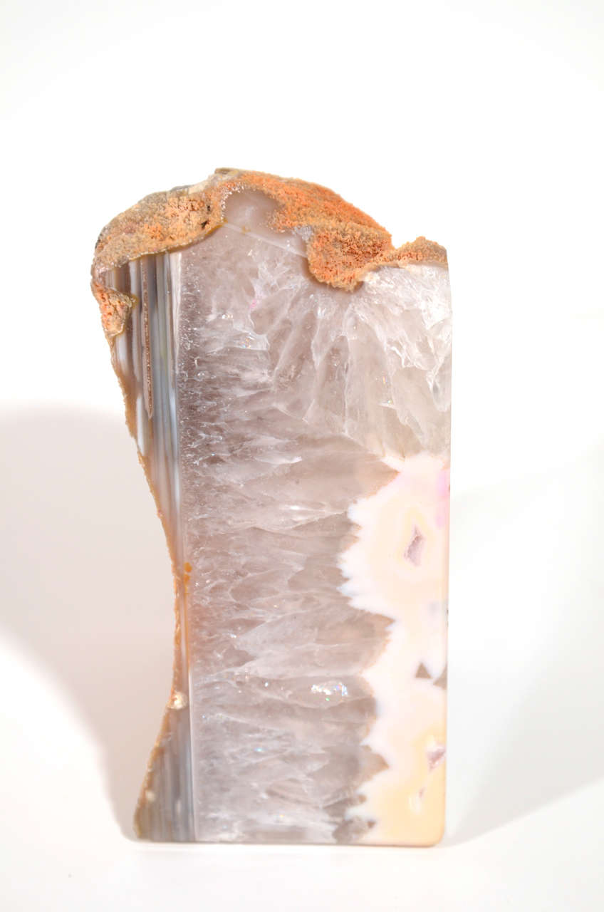 Pair of Natural Agate Bookends with Amethyst Crystalline Center 3