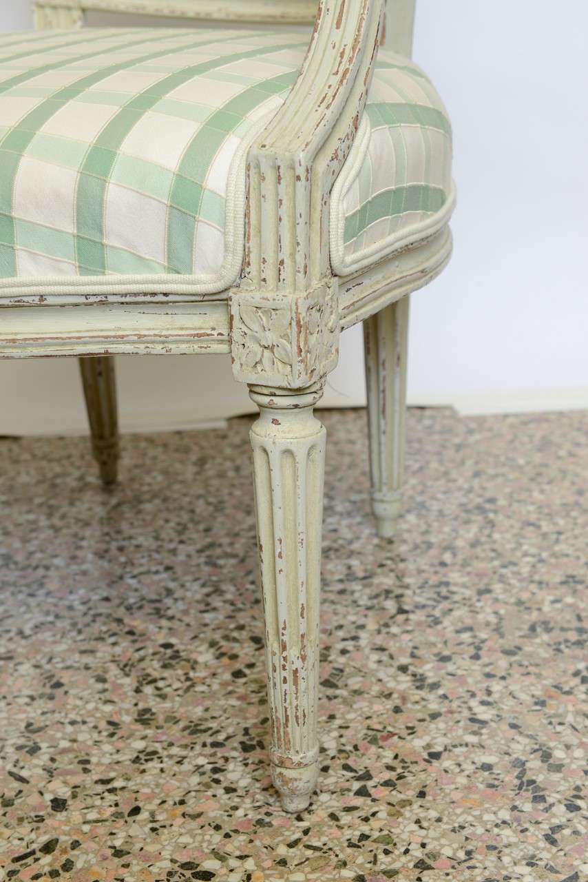 19th Century Pair of Antique Swedish Gustavian Painted Armchairs For Sale 6