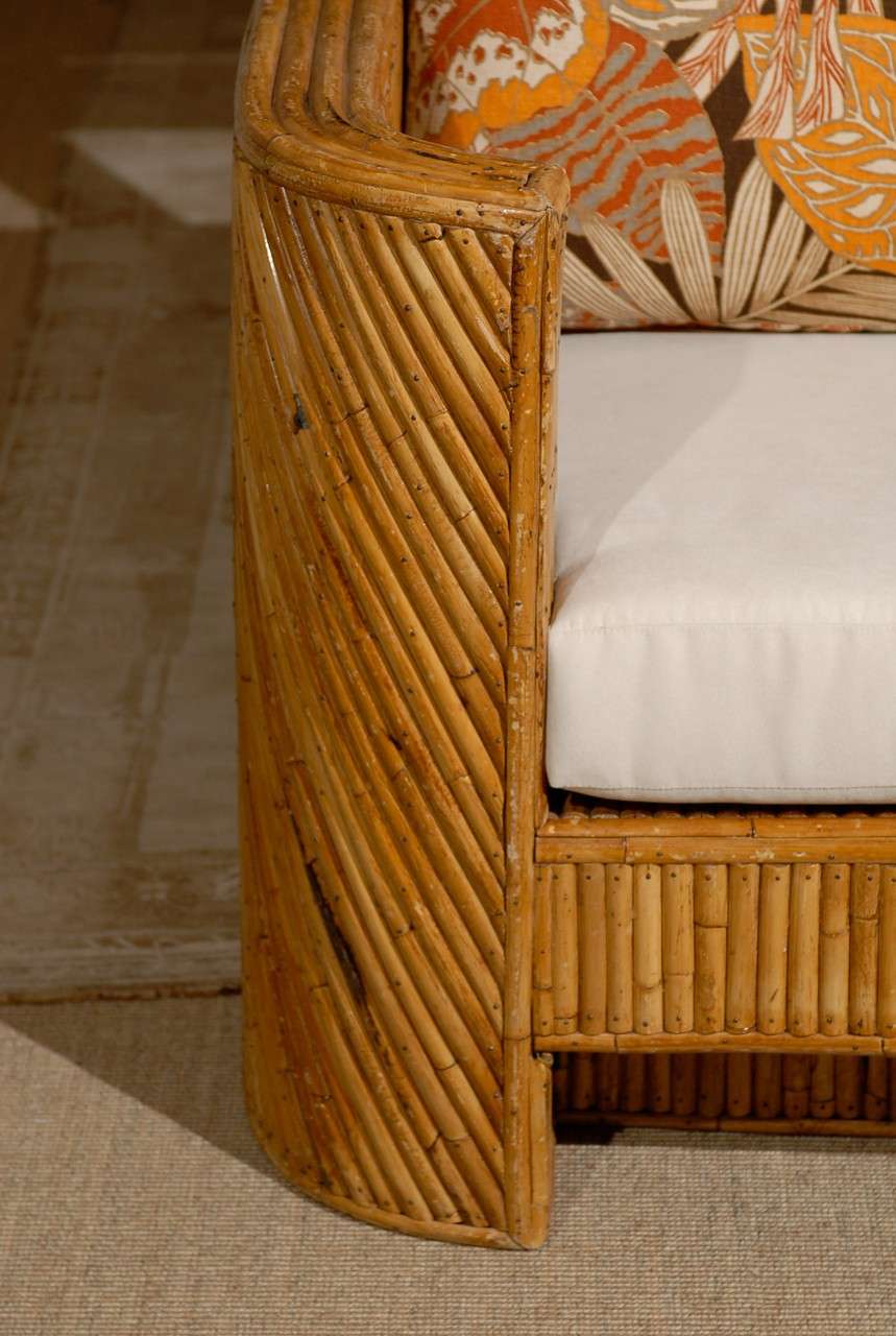 Fabulous Pair of Bamboo Club Chairs in the Style of Gabriella Crespi