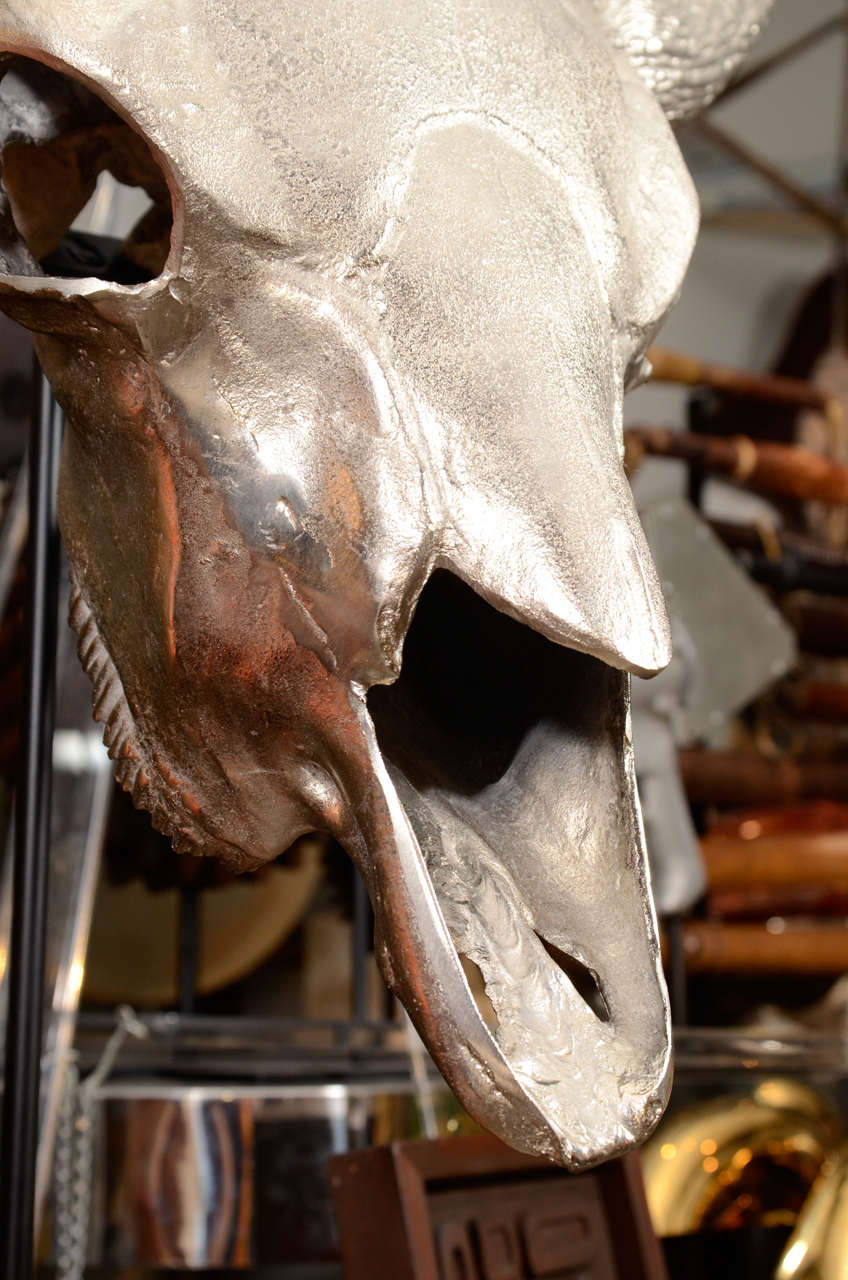 Cast Bison Skull Sculpture In Good Condition In New York, NY