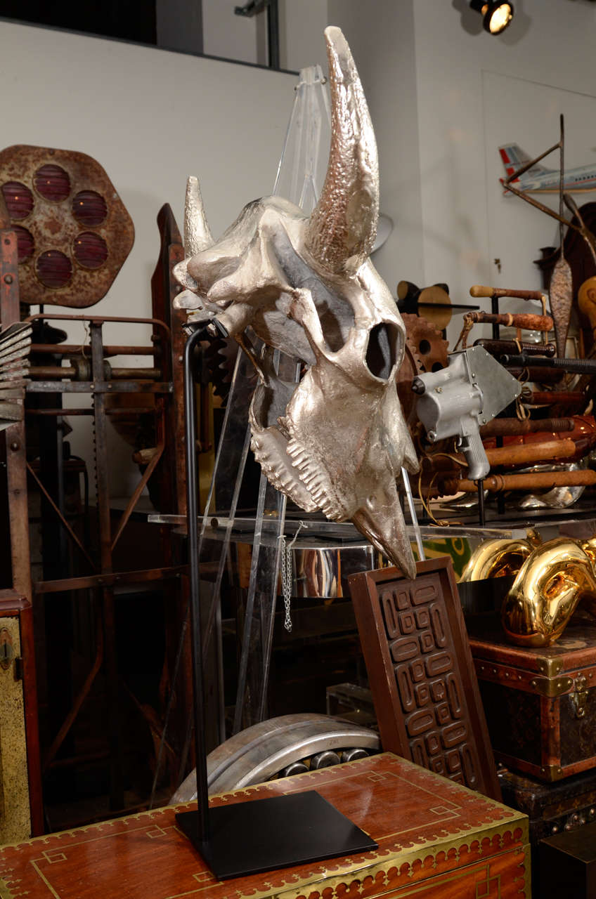 Late 20th Century Cast Bison Skull Sculpture
