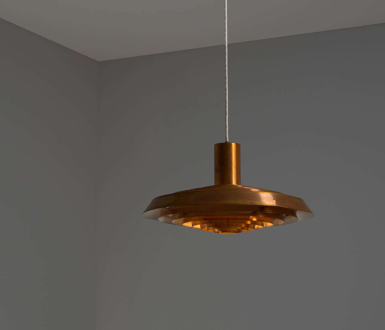 Scandinavian Modern Poul Henningsen Copper 'Plate' Pendant for Louis Poulsen