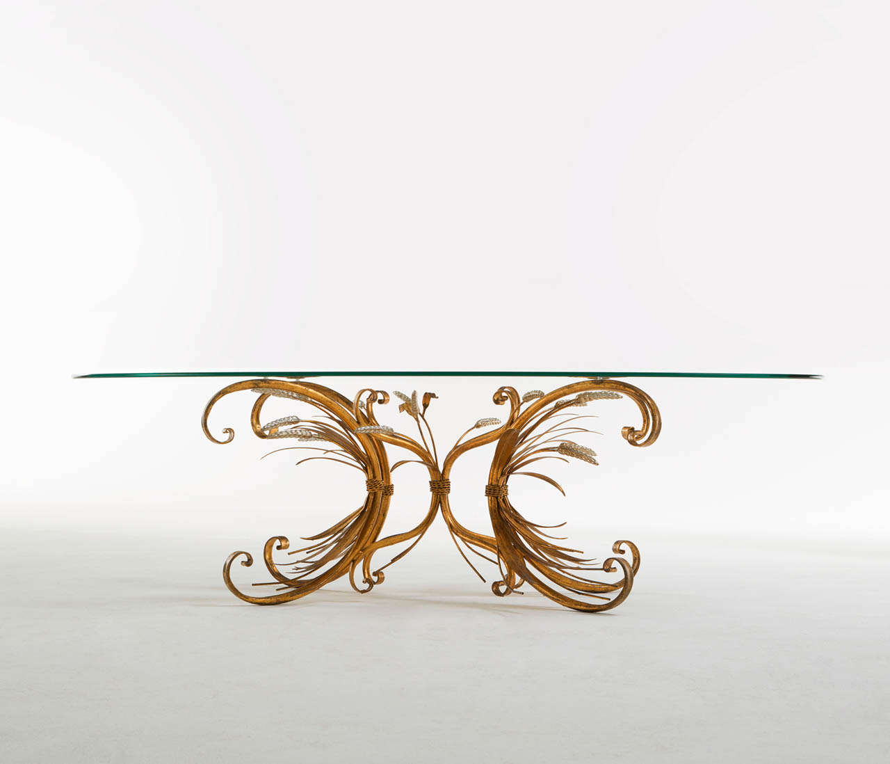 oval brass coffee table